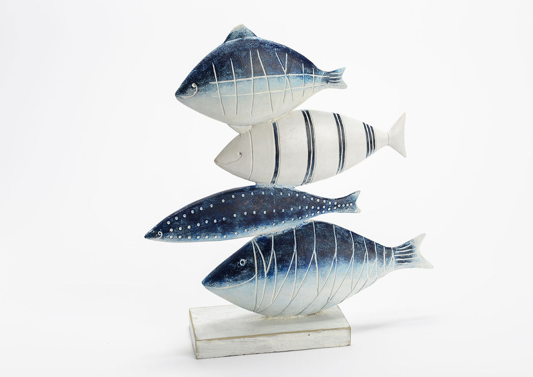 Beeld Totem Vissen - Blauw 31 cm