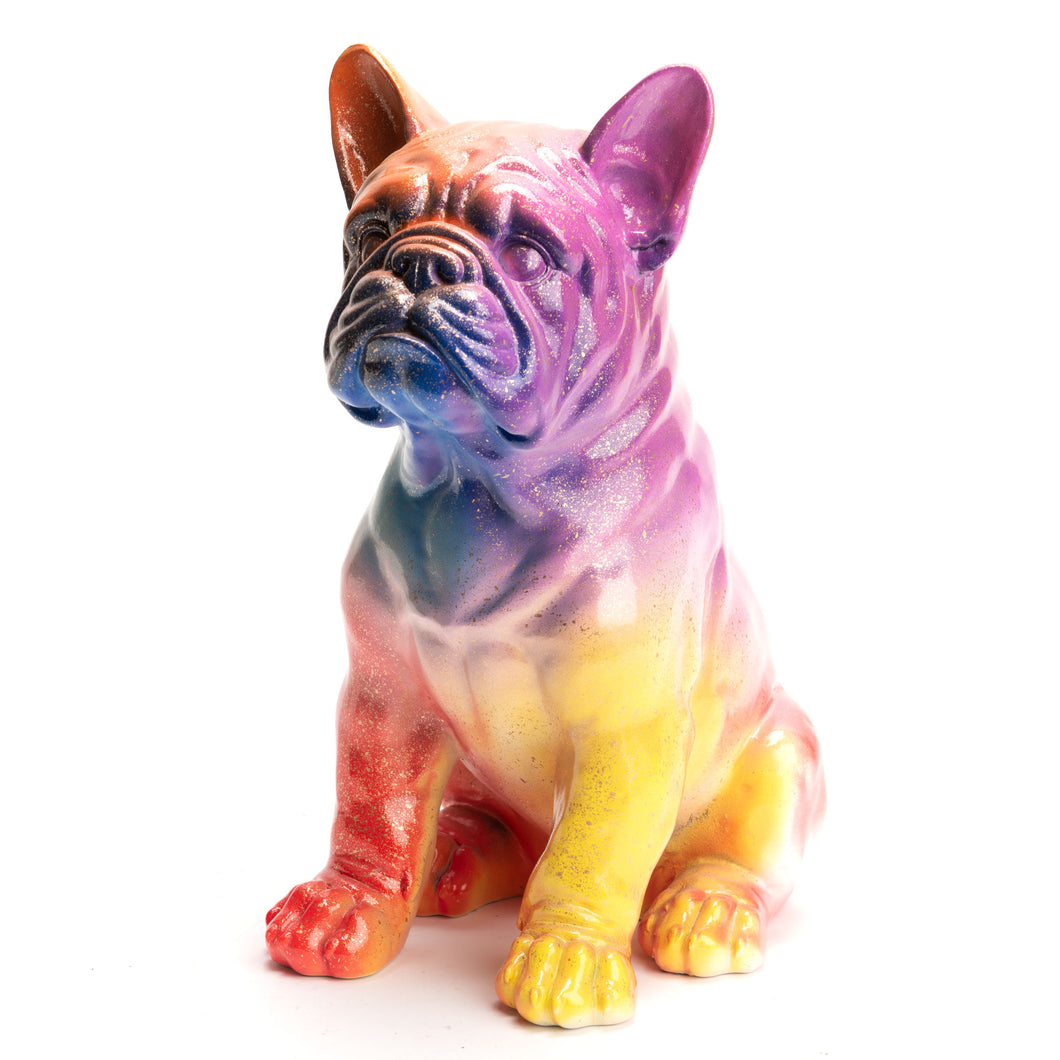 Beeld Bulldog Regenboogkleuren 32 cm - Voor buiten en binnen