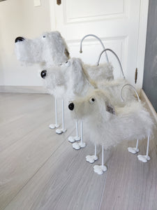 Metalen Hond Plush Wit - 45 cm (grootste)